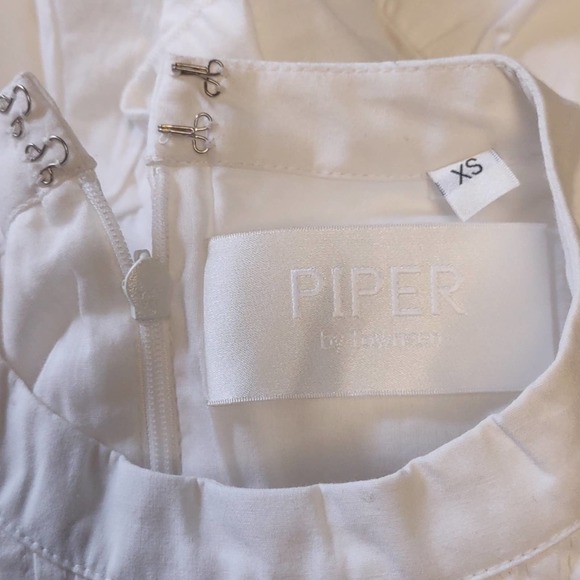 Piper By Townsen Beaded Ruffle Tunic Dress XS White - Picture 5 of 9